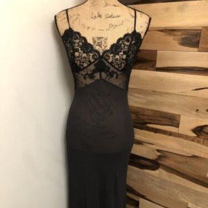 VINTAGE by VICTORIA’S SECRET BLACK 100% SILK LACE LONG BABYDOLL NIGHTGOWN SMALL